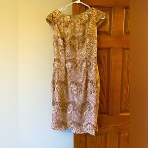 Embroidered Sequin Lace Dress - Rose Gold - Size 6
